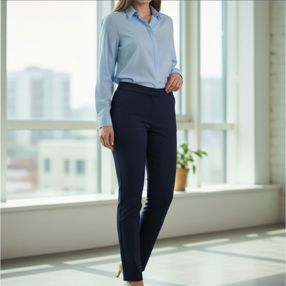 Lilly Pulitzer ✦ Navy Blue Slim Fit Pants ✦ Side Button Zip Cotton Blend Sz 00